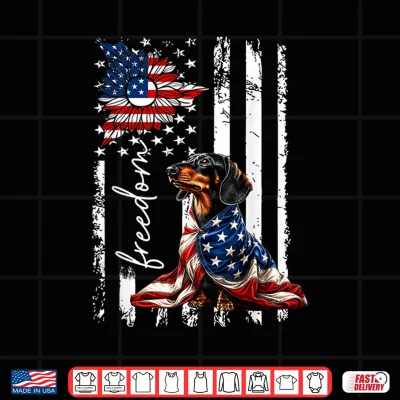 Design Patriotic 4th of July Weiner Dachshund Dog Freedom Women Shirt
