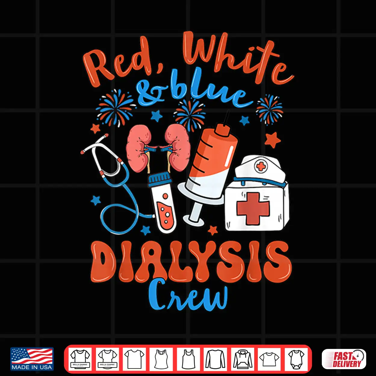 Red White Blue Dialysis Crew Fireworks 4Th Of July Shirt Red White Blue Dialysis Crew Fireworks 4Th Of July Shirt