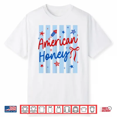 Striped American Honey Coquette Bow Flower 4Th Of July Usa Shirt