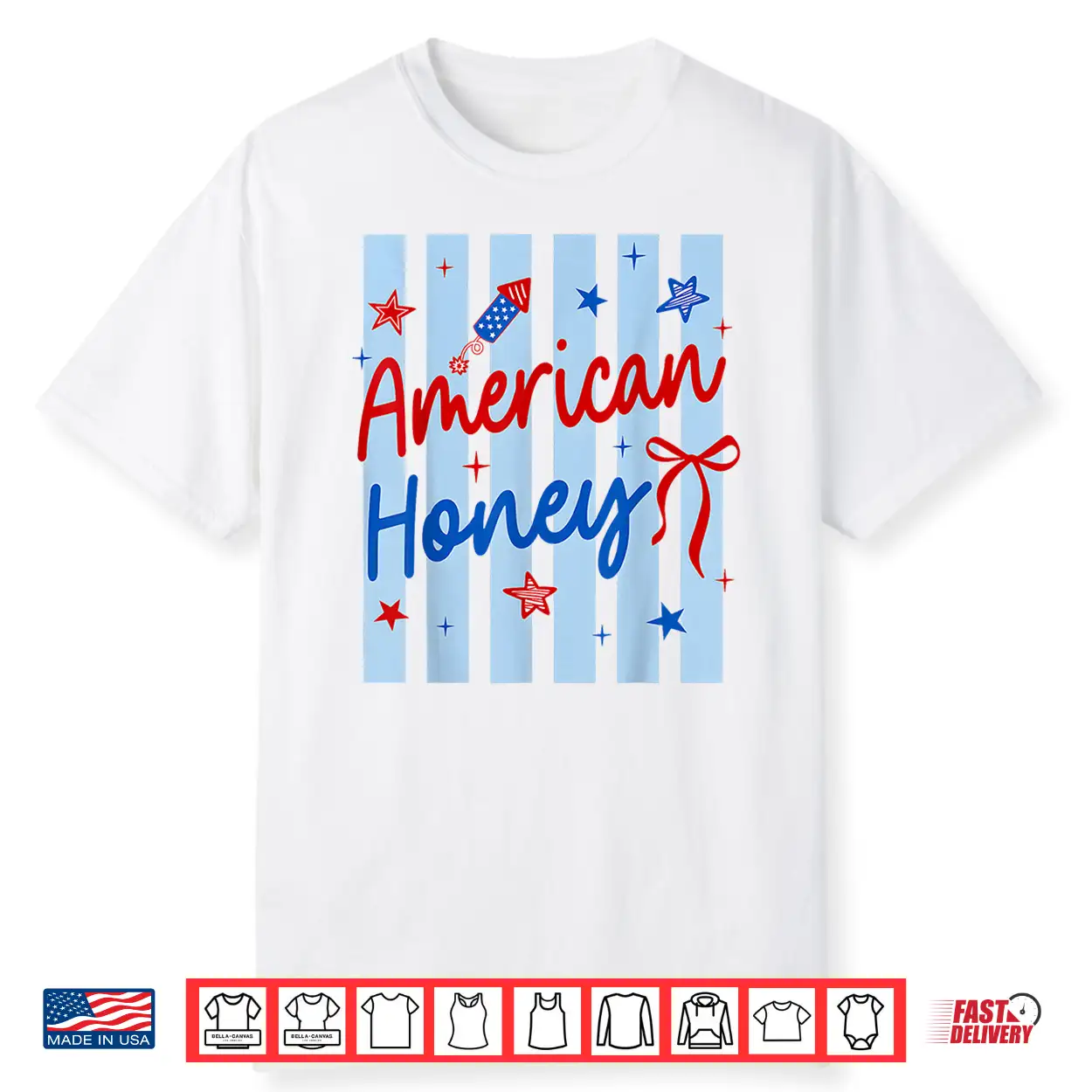 Striped American Honey Coquette Bow Flower 4Th Of July Usa Shirt Striped American Honey Coquette Bow Flower 4Th Of July Usa Shirt