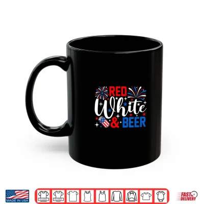 Mug Red White and Beer Funny 4th of July Drinking Shirt