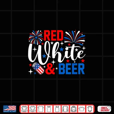Design Red White and Beer Funny 4th of July Drinking Shirt