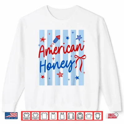 Striped American Honey Coquette Bow Flower 4Th Of July Usa Shirt 2 Sweatshirt Striped American Honey Coquette Bow Flower 4th of July USA Shirt