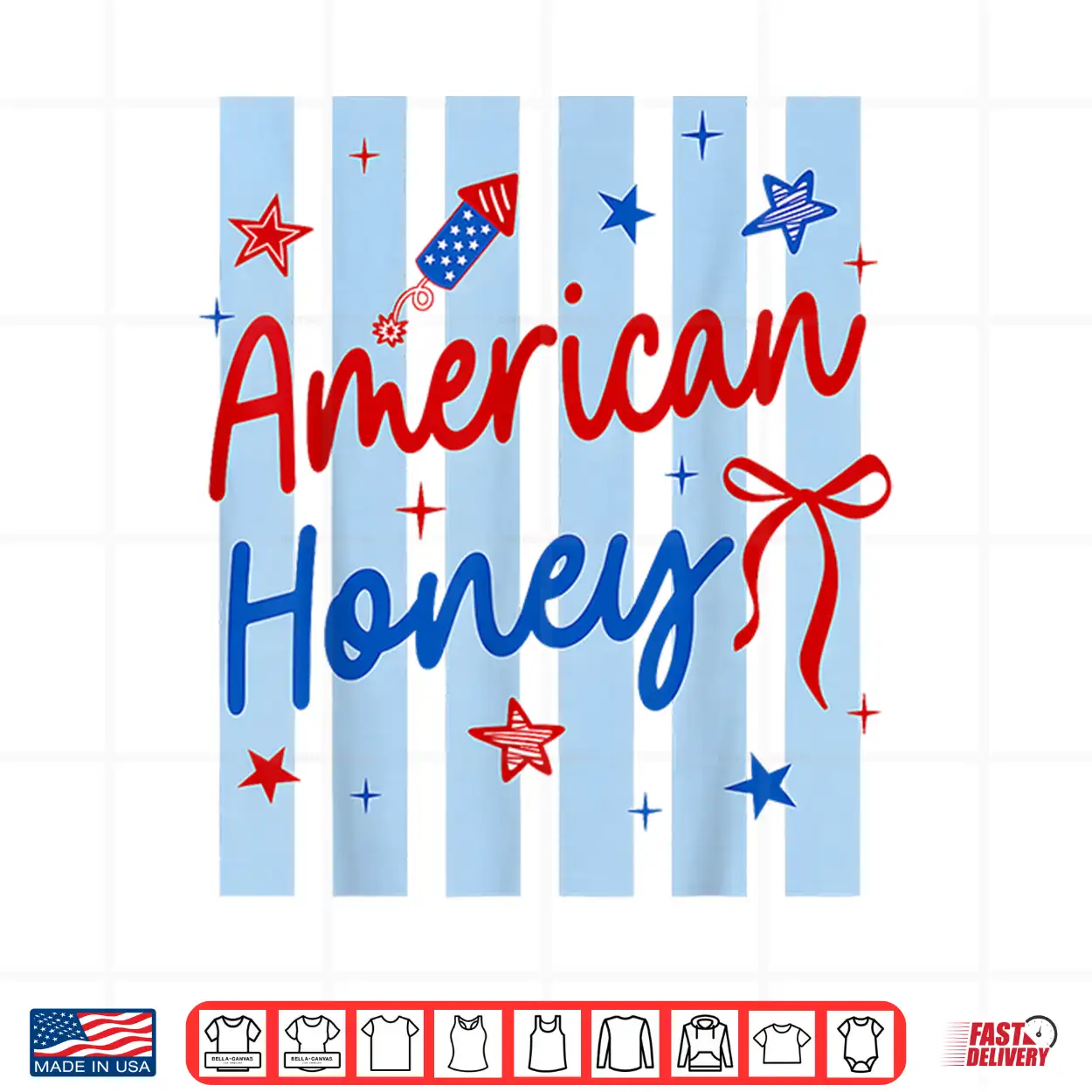 Striped American Honey Coquette Bow Flower 4Th Of July Usa Shirt Striped American Honey Coquette Bow Flower 4Th Of July Usa Shirt