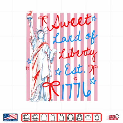 Design Sweet Land of Liberty Est 1776 4th July USA Flag Men Women Shirt