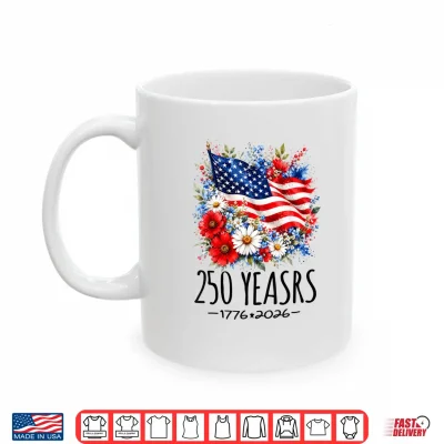 Mug Womens 250 Years America Floral 250 Anniversary USA 4th July Shirt