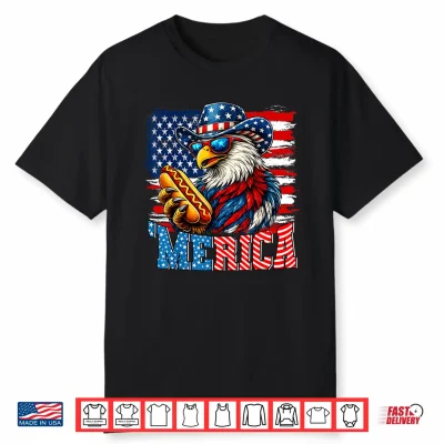 4Th Of July Merica Eagle Hotdog Lover Usa Flag Patriotic Shirt