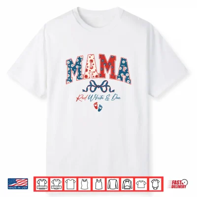 Coquette Bow Mama Red White And Due 4Th Of July Pregnancy Shirt