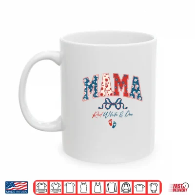 Mug Coquette Bow Mama Red White and Due 4th of July Pregnancy Shirt