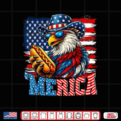 Design 4th of July Merica Eagle Hotdog Lover USA Flag Patriotic Shirt