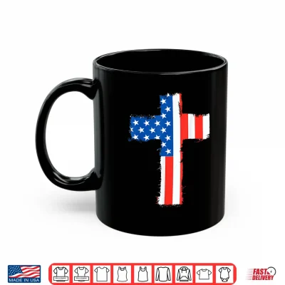 Mug Cross Red White Blue American Flag July 4th Independence Day Shirt
