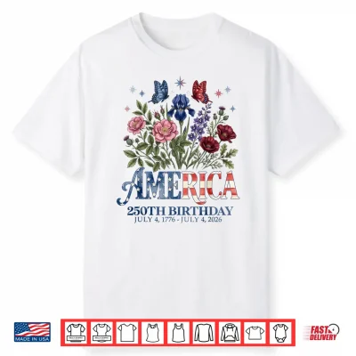 Floral 250Th Anniversary Usa 4Th Of July 250 Years America Shirt