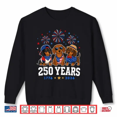 Dachshund 250 Anniversary Usa 250Th Dachshund 4Th Of July Shirt 2 Sweatshirt Dachshund 250 Anniversary USA 250th Dachshund 4th of July Shirt