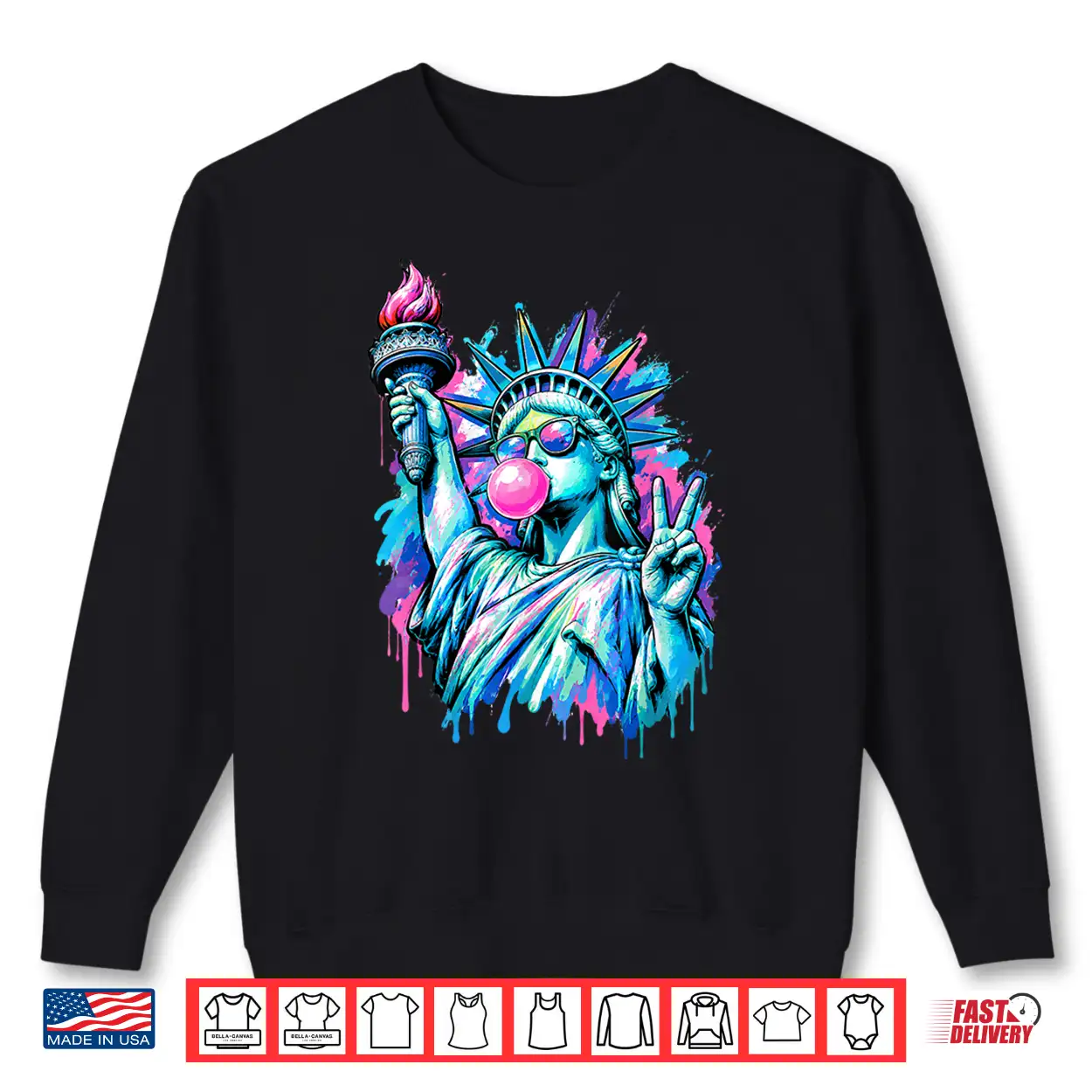 Funny Statue Of Liberty Blowing Bubble Gum 4Th Of July Girl Shirt Funny Statue Of Liberty Blowing Bubble Gum 4Th Of July Girl Shirt