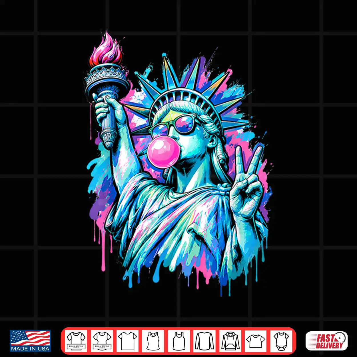 Funny Statue Of Liberty Blowing Bubble Gum 4Th Of July Girl Shirt Funny Statue Of Liberty Blowing Bubble Gum 4Th Of July Girl Shirt