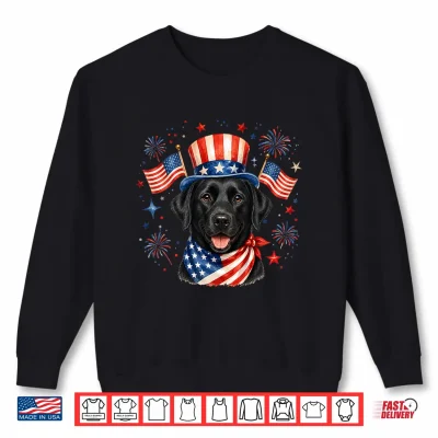Sweatshirt Patriotic Black Labrador Dog 4th of July American Flag Shirt