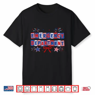 Retro Emergency Department Er Nurse Usa Flag 4Th Of July Shirt