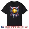 Softball Drip Ice Cream American Flag 4Th Of July Shirt