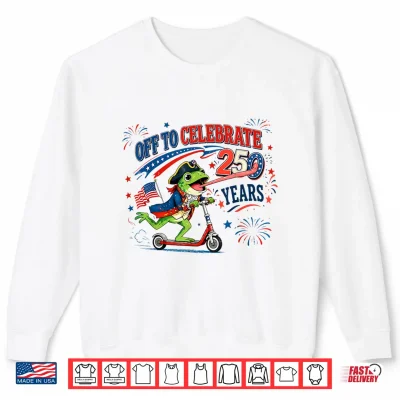 Sweatshirt Retro Frog US Flag Off to Celebrate 250 Years 4th of July Shirt