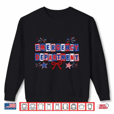 Sweatshirt Retro Emergency Department ER Nurse USA Flag 4th of July Shirt
