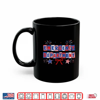 Mug Retro Emergency Department ER Nurse USA Flag 4th of July Shirt