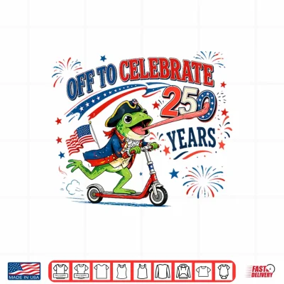 Design Retro Frog US Flag Off to Celebrate 250 Years 4th of July Shirt