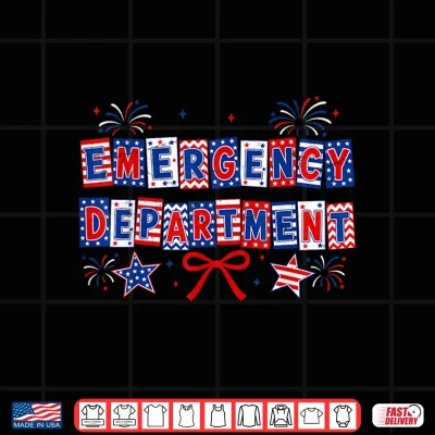 Design Retro Emergency Department ER Nurse USA Flag 4th of July Shirt