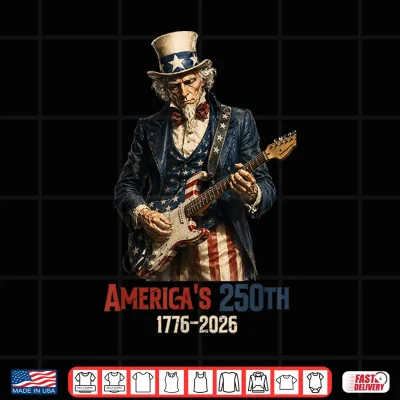 Design Uncle Sam Playing Guitar 4th of July 250th Anniversary Shirt