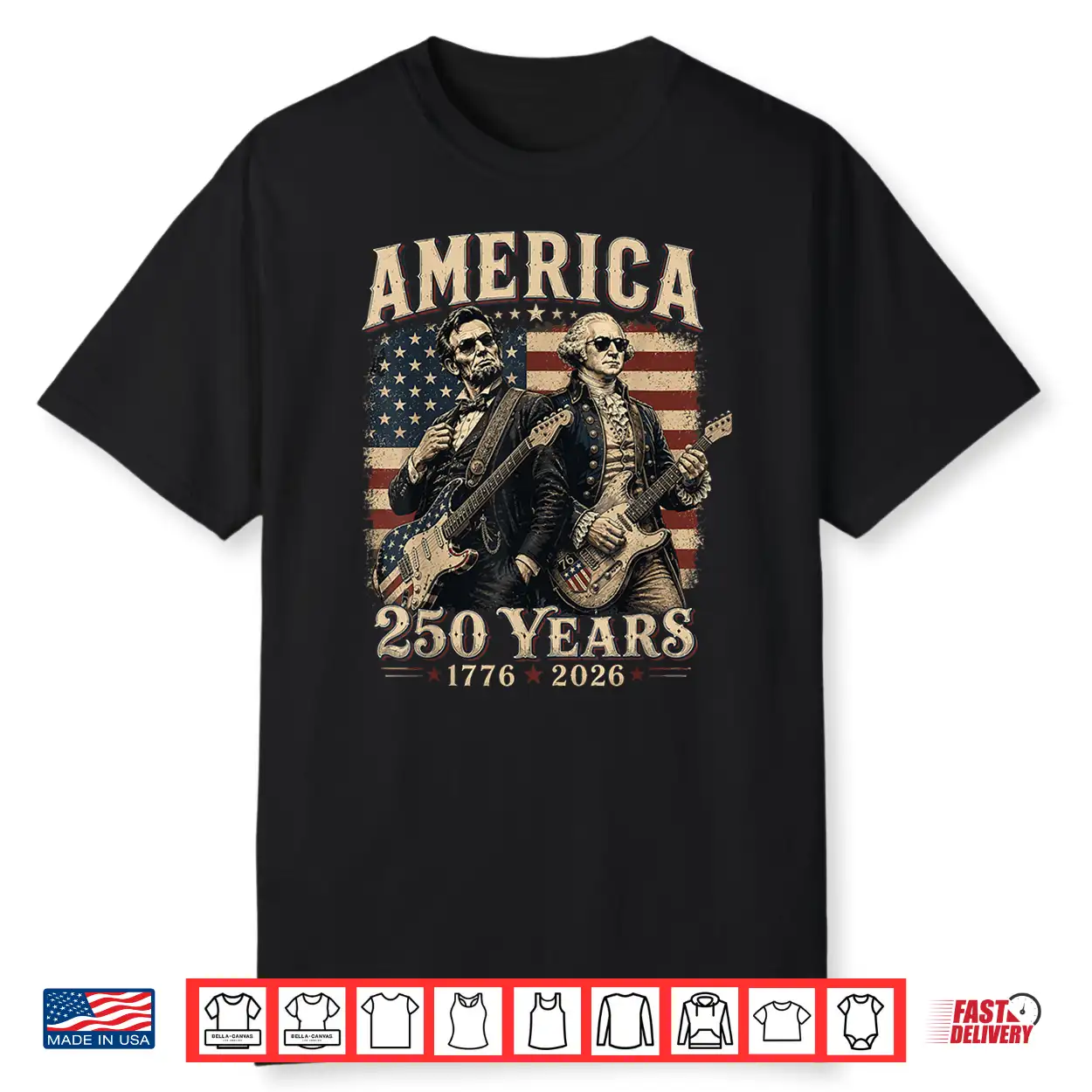 Washington And Abraham Playing Guitar Lincoln 4Th Of July Shirt Washington And Abraham Playing Guitar Lincoln 4Th Of July Shirt