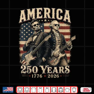 Washington And Abraham Playing Guitar Lincoln 4Th Of July Shirt 4 Design Washington and Abraham Playing Guitar Lincoln 4th of July Shirt