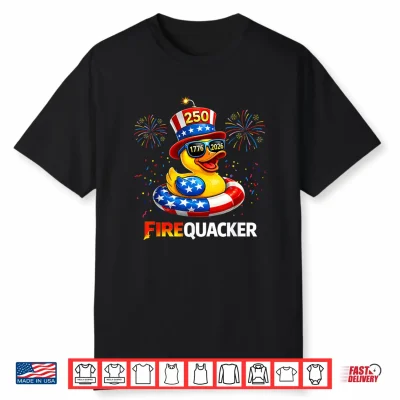 4Th Of July Duck Firequacker Us Patriotic Funny 250 Years Shirt