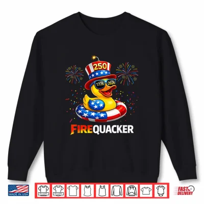 Sweatshirt 4th of July Duck Firequacker US Patriotic Funny 250 Years Shirt