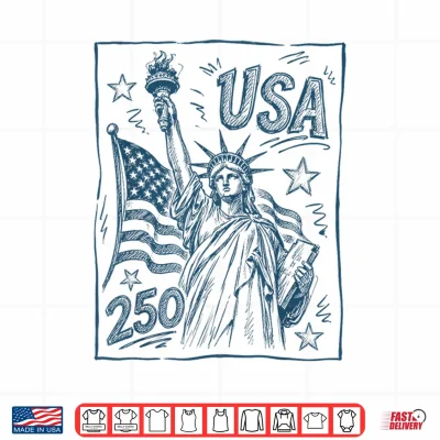 Design 250th 4th of July Statue of Liberty American Flag Women Shirt