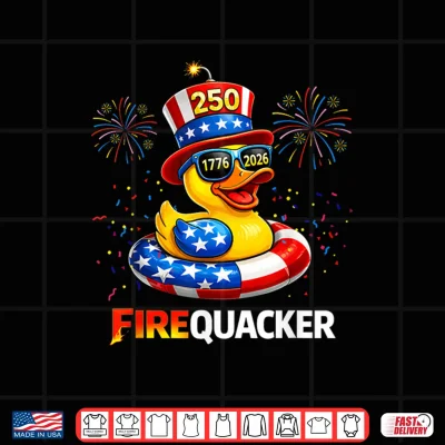 Design 4th of July Duck Firequacker US Patriotic Funny 250 Years Shirt