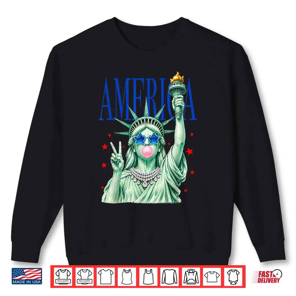 4Th Of July Statue Of Liberty Blowing Bubble Usa Girly Women Shirt 4Th Of July Statue Of Liberty Blowing Bubble Usa Girly Women Shirt