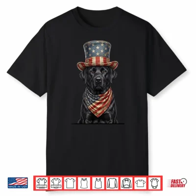 American Flag Patriotic Black Lab 4Th Of July Shirt