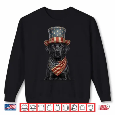 Sweatshirt American Flag Patriotic Black Lab 4th of July Shirt