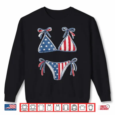 Sweatshirt Bikini American Flag Cover Up Swimsuit 4th of July American Shirt