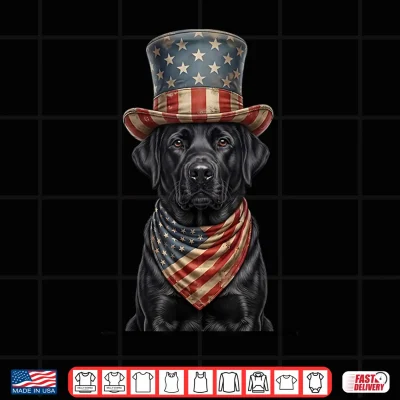 Design American Flag Patriotic Black Lab 4th of July Shirt