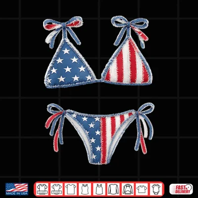 Design Bikini American Flag Cover Up Swimsuit 4th of July American Shirt