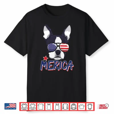 Boston Terrier Merica American Sunglasses 4Th Of July Performance Shirt