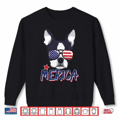 Sweatshirt Boston Terrier Merica American Sunglasses 4th of July Performance Shirt