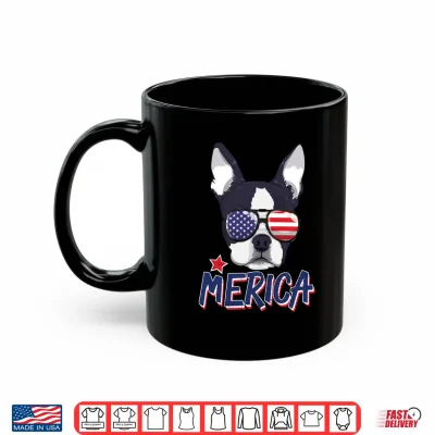 Mug Boston Terrier Merica American Sunglasses 4th of July Performance Shirt