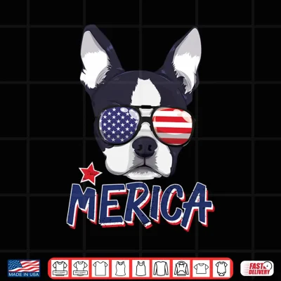 Design Boston Terrier Merica American Sunglasses 4th of July Performance Shirt