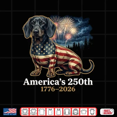 Design Dachshund Americas 250th Anniversary 1776 2026 Dog Lovers Shirt