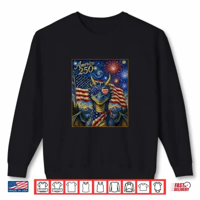 Sweatshirt Dragon Art on America 250 Anniversay 4th of July USA Flag Shirt
