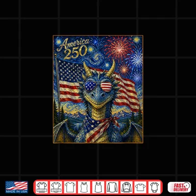 Design Dragon Art on America 250 Anniversay 4th of July USA Flag Shirt