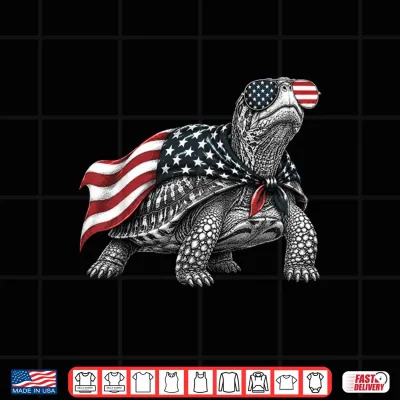 Design Eastern Box Turtle 4th of July US American Flag Patriotic Shirt