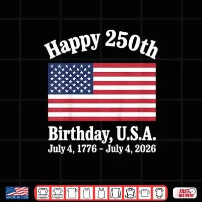 Design Happy 250th USA 4th of July 1776 2026 Kids Boys Girls Shirt