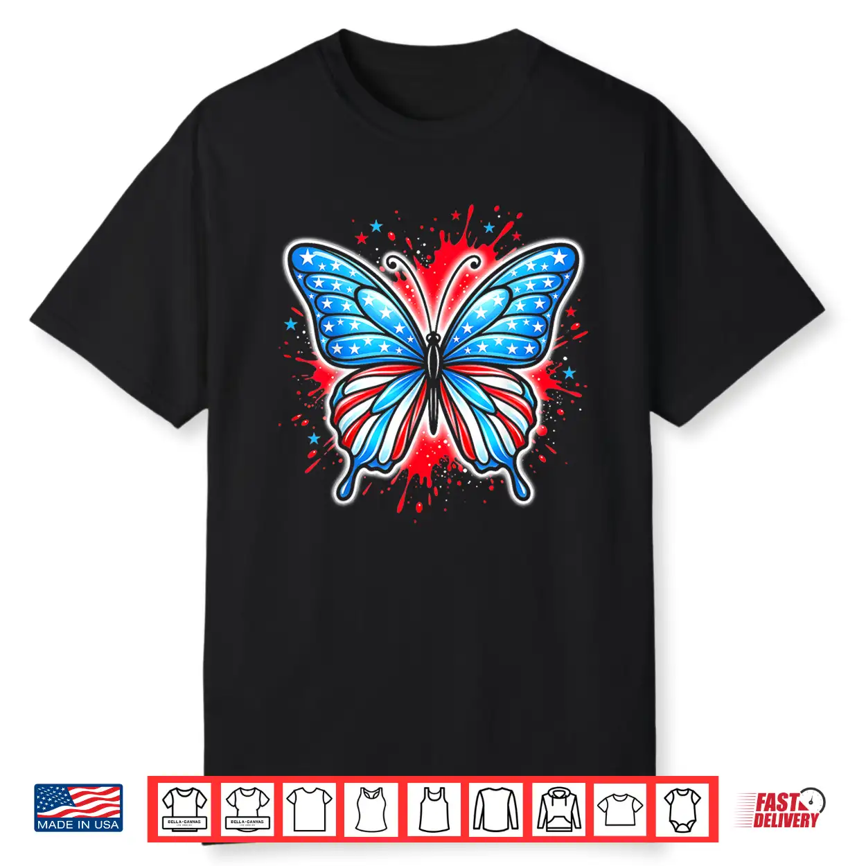 Patriotic Women Girl American Flag 4Th Of July Butterfly Shirt Patriotic Women Girl American Flag 4Th Of July Butterfly Shirt